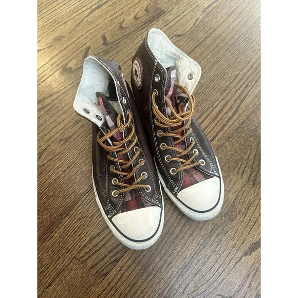 Converse Rare Chuck Taylor All Star Leather Brown And plaid Plaid Size 11 Mens main image 11